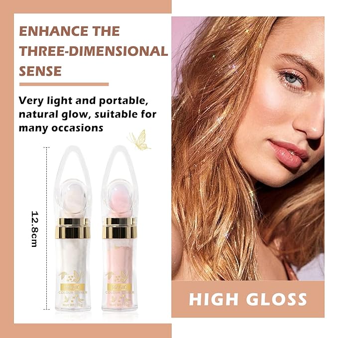 Polvo De Hadas Highlighter Glitter Stick Body Glitter Shimmer Face Brightening Highlighter Contour Powder Makeup Stick Face Blusher Fairy Glitter Highlighter Makeup - 02#Fairy Pink-VivaGrace Women