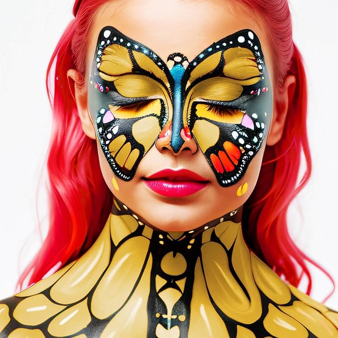 MEICOLY Yellow Face Body Paint Stick(1.06 Oz),Sally Makeup Dress Face Paint,Cream Blendable Body Paint Stick,Sweatproof Waterproof Ginger Tan Face Paint for Halloween Special Effects SFX Cosplay-VivaGrace Women