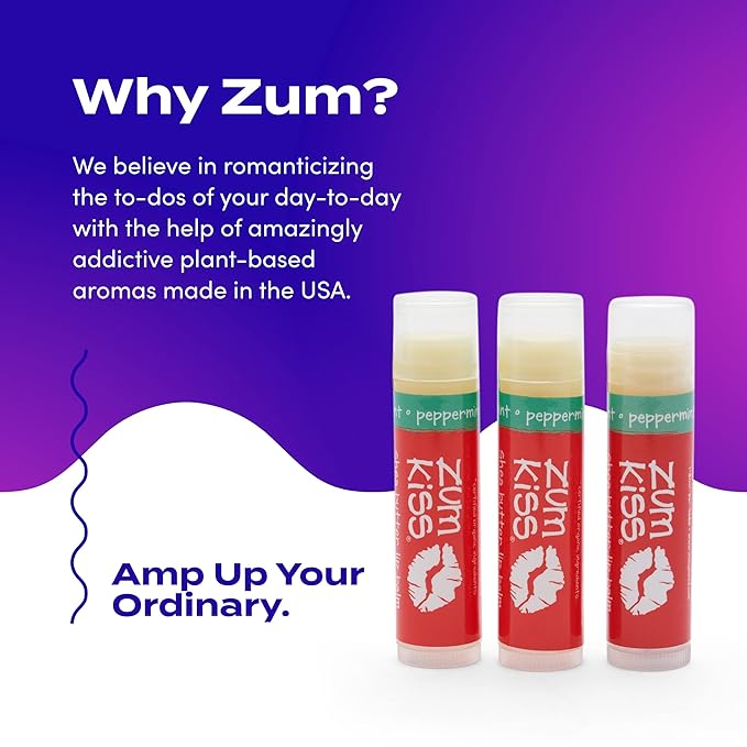 Zum Peppermint Kiss Stick (Pack of 3) with Certified Organic Sunflower Seed Oil, Beeswax, Shea Butter, Pure Essential Oils, Candelila Wax, Vitamin E and Honey, 0.15 oz-VivaGrace Women