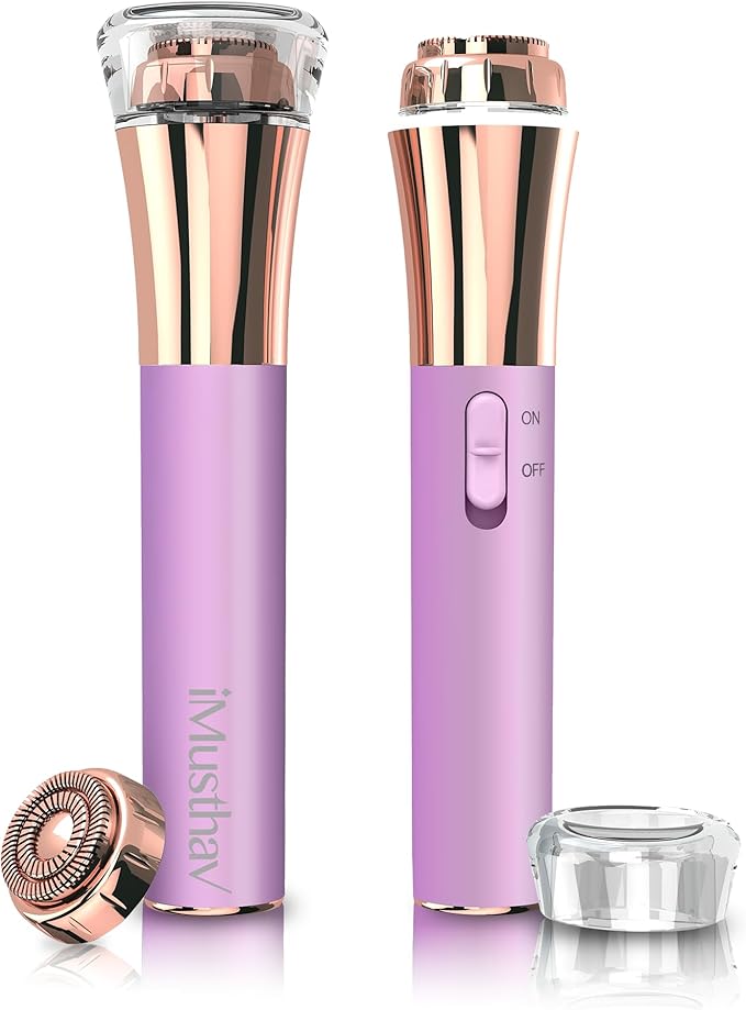 Facial Hair Remover for Women Painless Flawless Electric Razor Epilator Trimmer Shaver with 18K Gold-Plated, 16mm Dual Ring Floating Head, USB Rechargeable, 360° LED for Face Lip Hair Removal-VivaGrace Women