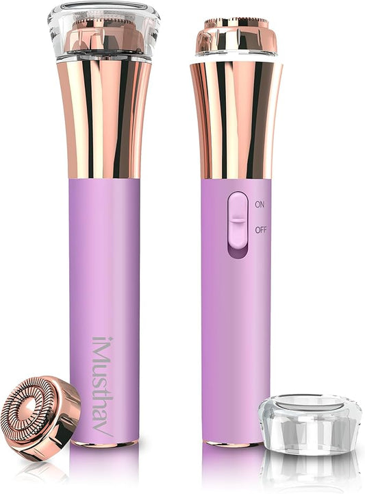 Facial Hair Remover for Women Painless Flawless Electric Razor Epilator Trimmer Shaver with 18K Gold-Plated, 16mm Dual Ring Floating Head, USB Rechargeable, 360° LED for Face Lip Hair Removal-VivaGrace Women