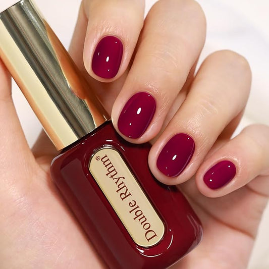 Double Rhythm 0.50 OZ Gel Polish Hema Free Same Color Same Bottle Golden Round Translucent Neutral Natural Milky 15 ML Jelly UV Polish Art DIY at Home (Burgundy-C1129)