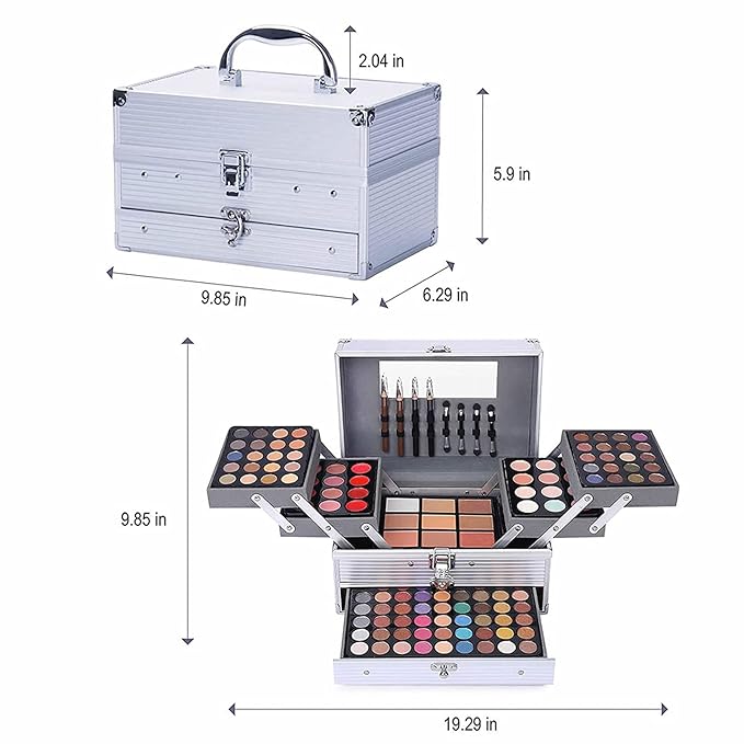 132 Color All- In- One Makeup For Women Full Kit,Professional Makeup Kit,Makeup Gift Set for Women,Girls&Teens,Include eyeshadow/lipstick/concealer/Lip Gloss/Eyeliner/Mascara（006N2-Silver）-VivaGrace Women