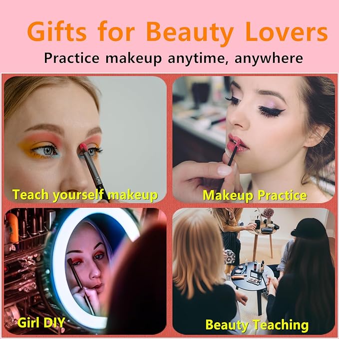 3D Makeup Practice Face, XIJIEMAO Mannequin Head For Makeup, Reusable Silicone Full Makeup Mannequin Head With Stand And Brush Set, Eye Shadow Makeup Face Board, Emerging Makeup Artist, Girl'S Gift-VivaGrace Women
