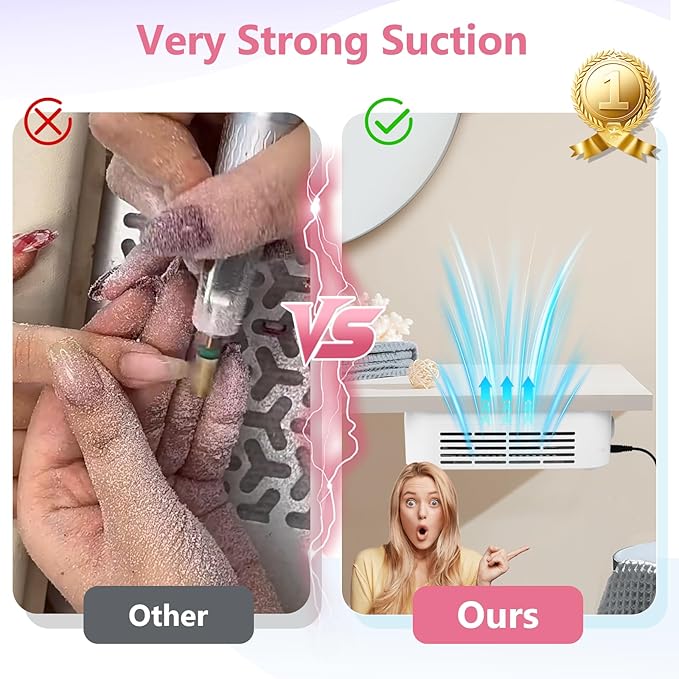 LIONVISON Nail Dust Collector for Salons: Vacuum Fan Dust Suction Machine for Beginners DIY - Manicure Pedicure Tool with Reusable Filter for Home-VivaGrace Women