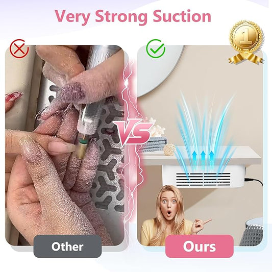 LIONVISON Nail Dust Collector for Salons: Vacuum Fan Dust Suction Machine for Beginners DIY - Manicure Pedicure Tool with Reusable Filter for Home-VivaGrace Women