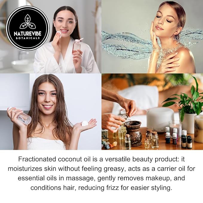Naturevibe Botanicals Fractionated Coconut Oil 32 Ounces | 100% Pure and Natural | Great for Skin Care and Hair Care-VivaGrace Women