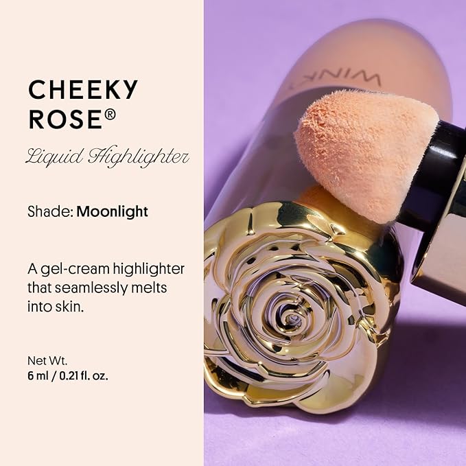 Winky Lux Cheeky Rose Liquid Highlighter, Gel Cream Blush Wand, Blendable & Buildable Pigment, Long Lasting Weightless, Moonlight-VivaGrace Women