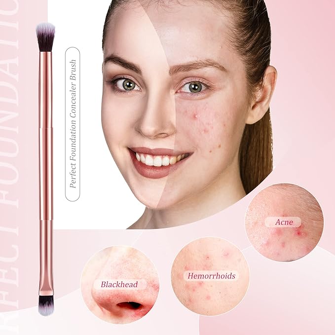 6 Pcs Eyeshadow Smudge Brush 2-in-1 Eyeshadow 2 Double Ended Make Up Brush Concealer Cosmetics Under Eye Small Soft Firm Pointed Foundation Makeup Applicator for Blending Eye Shadow Liner-VivaGrace Women