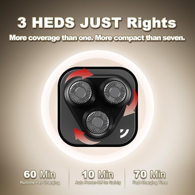 Facial Hair Removal for Women, 3D Floating Blade Rotary Razor, Wet/Dry Electric Shaver, Portable & USB Rechargeable Epilator Hair Remover for Face, Upper Lip, Chin, Arms & Legs (Black)-VivaGrace Women