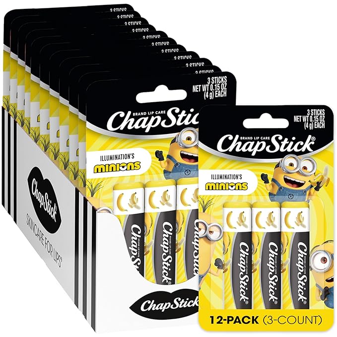 ChapStick Bulk Lip Balm, Minions Banana-Nana (36 Sticks), Party Favors for Kids, 0.15 Oz Ea-VivaGrace Women