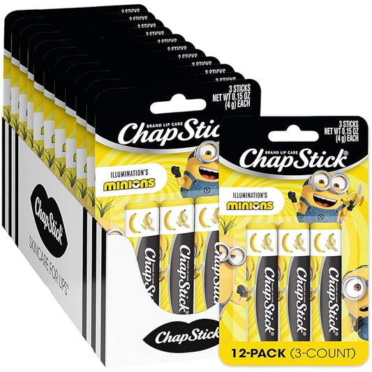 ChapStick Bulk Lip Balm, Minions Banana-Nana (36 Sticks), Party Favors for Kids, 0.15 Oz Ea-VivaGrace Women