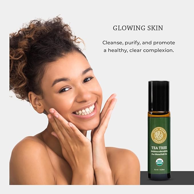 Silk Road Organic Tea Tree Essential Oil Roll On, 100% Pure USDA Certified – Healthy Skin, Toenails, Feet, Body Odor - 10 ml Roller - Always Pure, Always Organic-VivaGrace Women