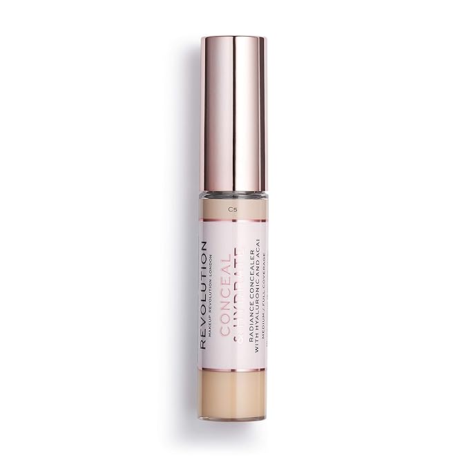 Makeup Revolution Conceal and Hydrate Concealer, Full Coverage & Matte Finish, C5 for Light Skin Tones, Vegan & Cruelty-Free, 0.7 Fl Oz-VivaGrace Women