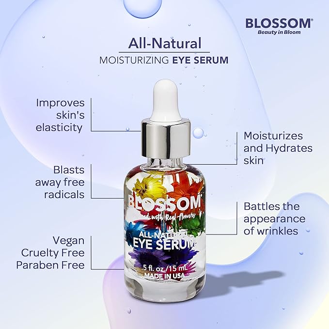 Blossom All Natural Organic Cruelty Free Moisturizing Eye Serum with Essential Oils, Infused with Real Flowers, Made in USA, 0.5 fl. oz., Spring Bouquet-VivaGrace Women