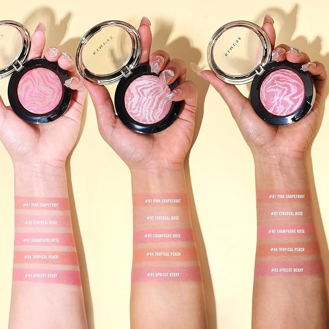 KIMUSE Baked Blush, Lighting Glow Marbleized Blush Powder Blush, Contour & Highlight Face for a Creamy Lightweight Natural Finish-VivaGrace Women