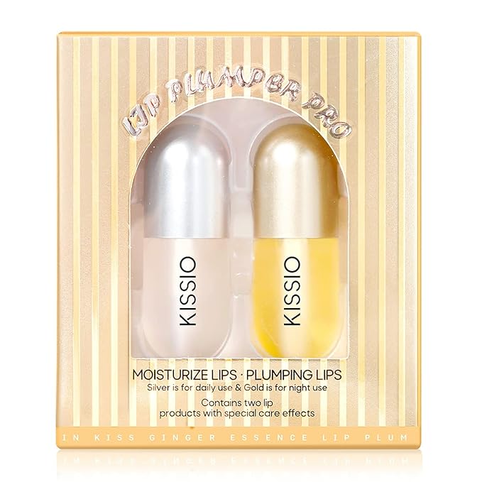 KISSIO Lip Plumper,2 PCS Natural Lip Plumper,Lip Enhancer, Natural Plumping Lip Serum, Lip Plumping Balm,Lip Plumper Pro,Hydrated Beauty Lips 5.5ml, Day And Night-VivaGrace Women