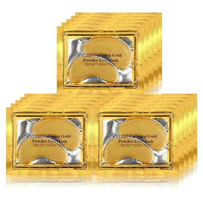 24K Gold Crystal Collagen Under Eye Mask, Anti Aging Hyaluronic Acid Under Eye Patches for Moisturizing & Reducing Dark Circles (15 Pairs)-VivaGrace Women