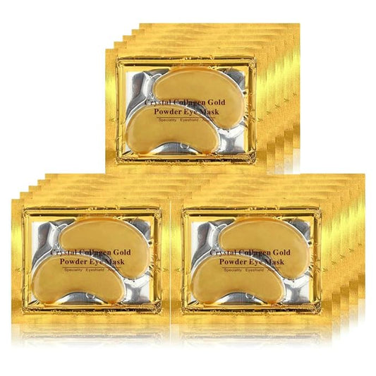 24K Gold Crystal Collagen Under Eye Mask, Anti Aging Hyaluronic Acid Under Eye Patches for Moisturizing & Reducing Dark Circles (15 Pairs)-VivaGrace Women