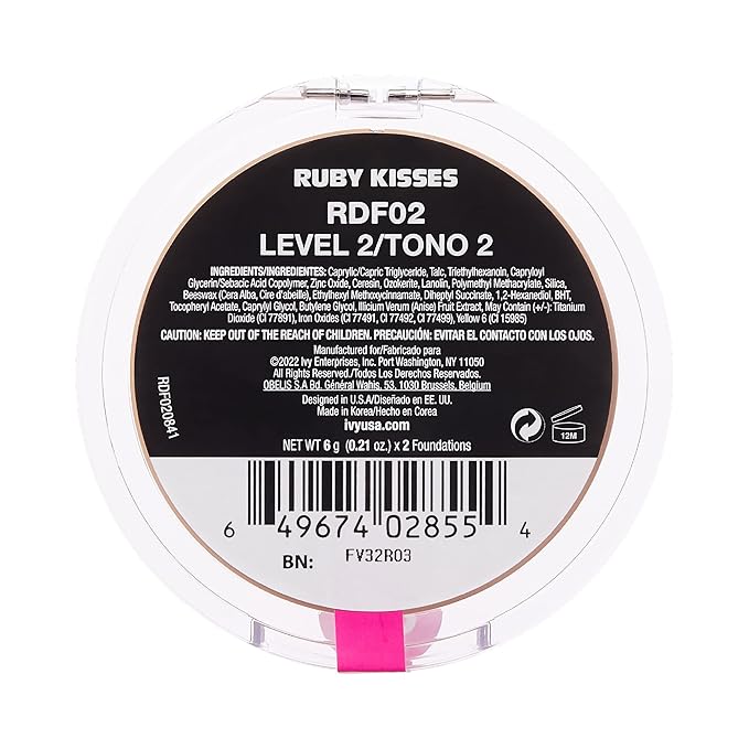 Ruby Kisses Cream Foundation 3D Face Creator 2-Color Foundation and Concealer, 12 Hour Wear Long Lasting, Medium to Full Coverage (Level 2)-VivaGrace Women