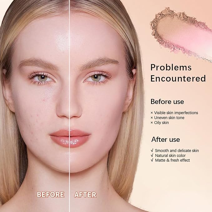 Baked Foundation, Coror Correcting Baked Foundation,Buildable Coverage, Lightweight Powder Foundation, Creates a Perfect Canvas and a Natural Semi-Matte Finish(01# Porcelain)-VivaGrace Women