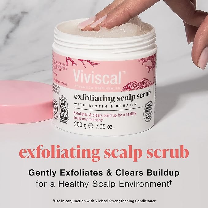 Viviscal Exfoliating Scalp Scrub, Clarifying Scrub with Biotin & Keratin, Promote Fuller & Healthier Hair Growth, Gentle Exfoliating Scalp Treatment, 200g (7.05 oz.)-VivaGrace Women