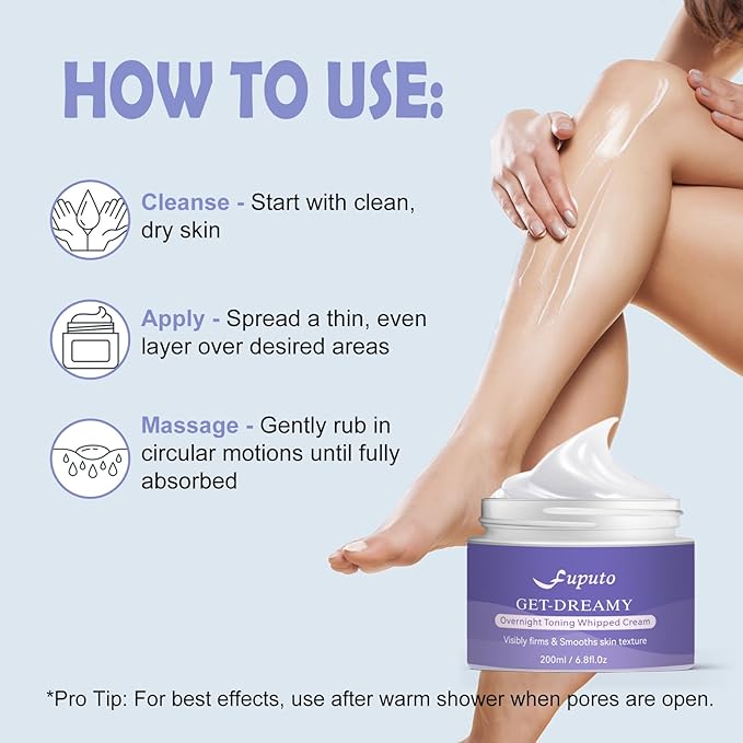 Get Dreamy Overnight Toning Whip - Body Firming Cream for Women, 6.76 oz Sleep & Sculpt Night Cream, Reduces the Appearance of Body Skin Laxity for Mulated for All Skin Types (200ml)-VivaGrace Women