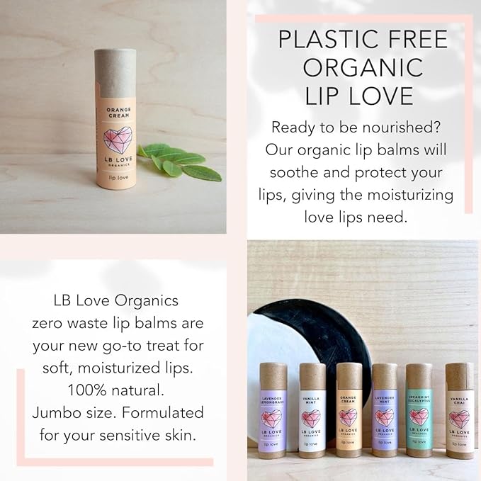 Plastic Free Lip Love | Jumbo Organic Lip Balm | Organic Beeswax and Plant Based | Zero Waste Natural Lip Balm (Orange Cream)-VivaGrace Women