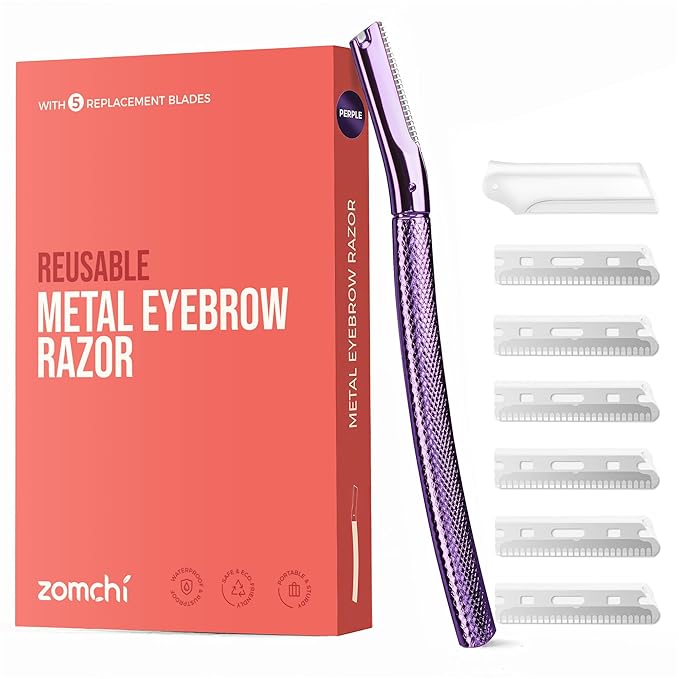 ZOMCHI Eyebrow Razor, Face Razors for Women&Men, Eyebrow Trimmer Shaper with Precision Cover, Facial Shaver with 6 Blades (Purple)-VivaGrace Women