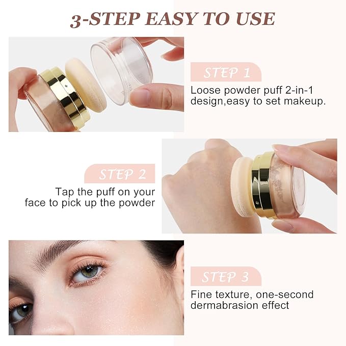 Boobeen Setting Powder, Lightweight Oil Control Loose Setting Powder, Full Coverage Finishing Powder For a Matte Flawless Look, Pressed Face Powder Makeup to Reduce Shine, Long Lasting-VivaGrace Women