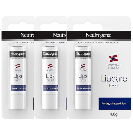 Neutrogena Lipcare Stick Norwegian Formula, for Dry and Chapped Lips, SPF 20 Lip Care.16 Ounces, Pack of 3-VivaGrace Women