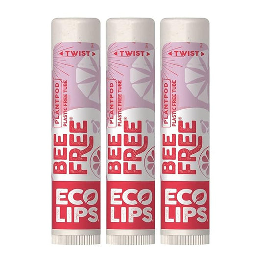 Eco Lips Vegan Superfruit Bee Free Lip Balm Includes Candelilla Wax, Organic Cocoa Butter and Coconut Oil. 100% Plastic-Free Plant Pod Packaging. 3-Pack-VivaGrace Women