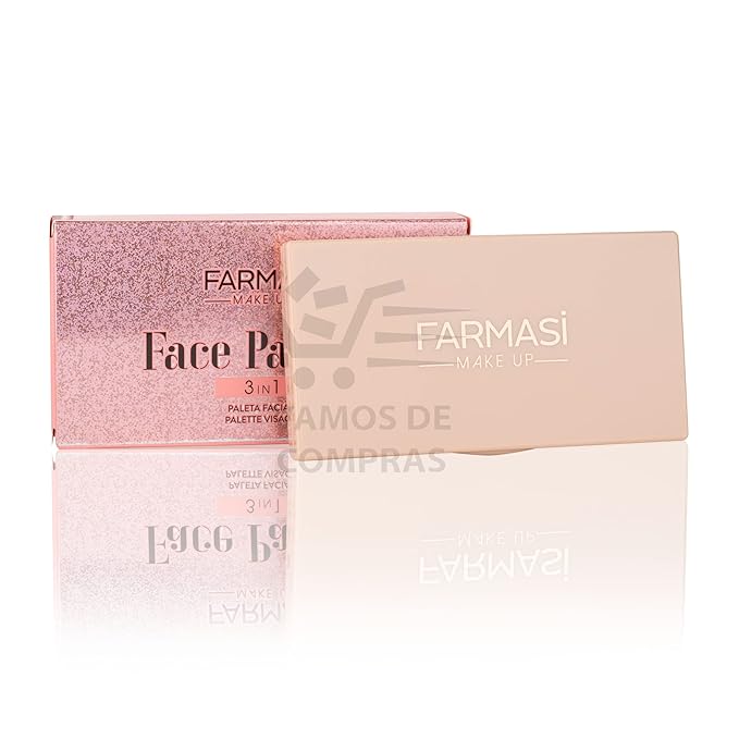 FARMASI Makeup Face Palette, Trio Eyeshadow, Long Lasting Face Sculpting, Blush and Highlighter Powder, Glow Contour Shadow Bronzer, All Skin Types, 0.52 oz. / 15 g (3 in 1 Face Palette)-VivaGrace Women