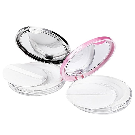Mabor 2pcs Loose Powder Containers Powder for Women Girls Empty Face Powder Compact Powder Puff Container with Mirror Empty Reusable Powder Case-VivaGrace Women