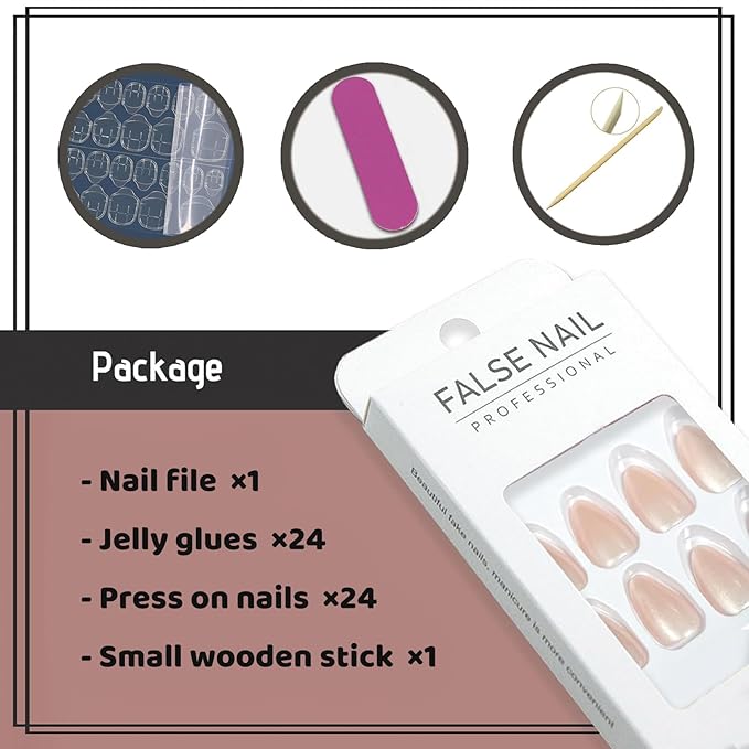 Nude Fake Nails Short Almond Press on Nails with Cat Eye Designs Pearlescent Glue on Acrylic Nails Glossy Full Cover False Nails for Women and Girls
