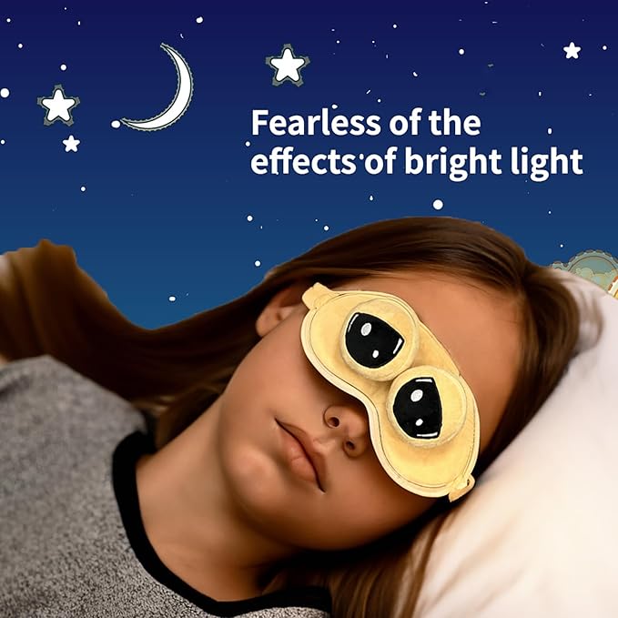 Cooling Eye Mask for Sleeping, Cute Alien Plush Sleep Eye Mask with Adjustable Strap and Built-in ice Pack for Kids & Adults, Cold Under Eye Mask for Travel, Meditation, Relaxation, and Sleep-VivaGrace Women