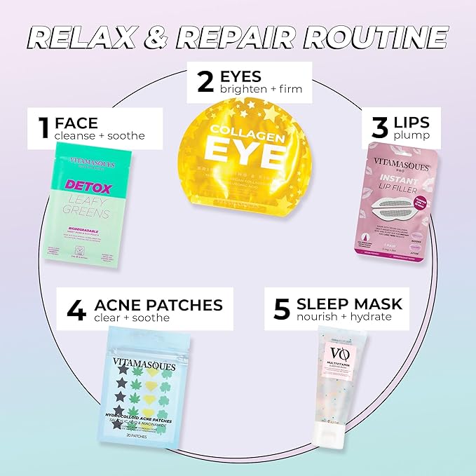 Lip Mask and Collagen Eye Pad Gift Set, Best of Lips & Eyes - 4 Piece Set, Plump & Repair Lip Masks, Brighten & Firm Vegan Collagen Eye Pads - Anti Aging Beauty Facial Masks - Free from Parabens-VivaGrace Women