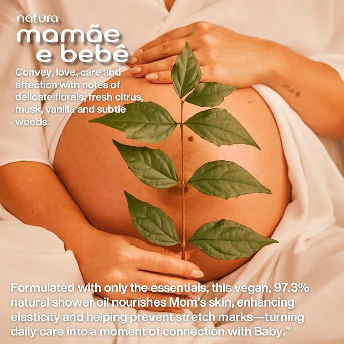 natura - Mamãe e Bebê Mom Stretch Marks Oil - Moisturizing Shower Oil - Skin Elasticity - 100% Vegan - Almond Oil - 97.3% Natural Origin - All Skin - Cruelty Free - Baby Essentials - 6.7 fl oz (200ml)-VivaGrace Women