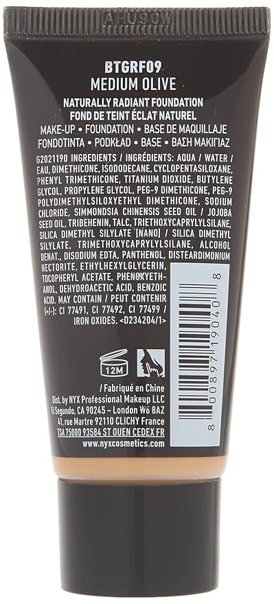 NYX PROFESSIONAL MAKEUP Born To Glow Naturally Radiant Foundation, Medium Coverage - Medium Olive-VivaGrace Women