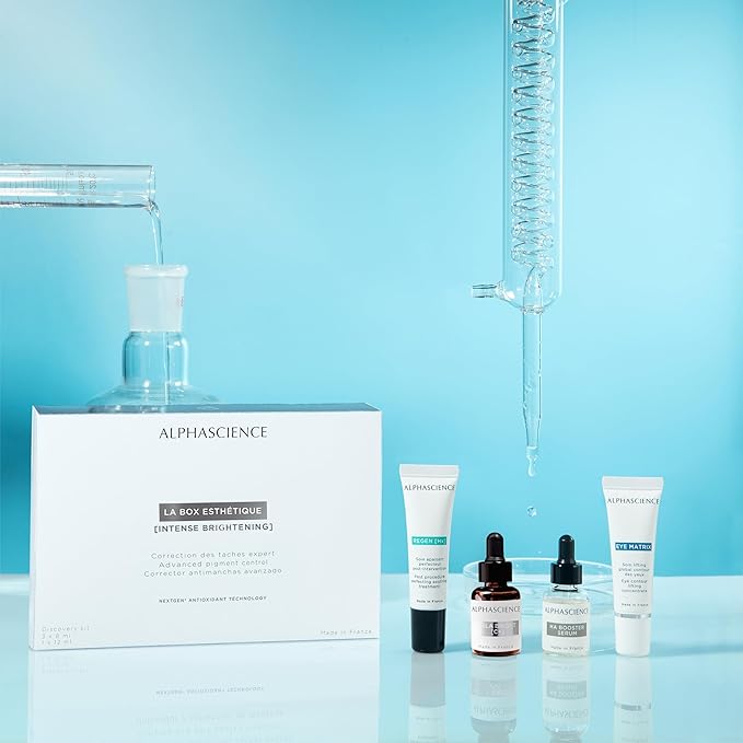 ALPHASCIENCE La Box Esthetique [Intense Brightening] Discovery Kit - MELA BRIGHT [C+], REGEN [HX], HA BOOSTER, & EYE MATRIX - Helps Reduce Look of Dark Spots & Scars - Moisturizing & Soothes - 1 Kit-VivaGrace Women