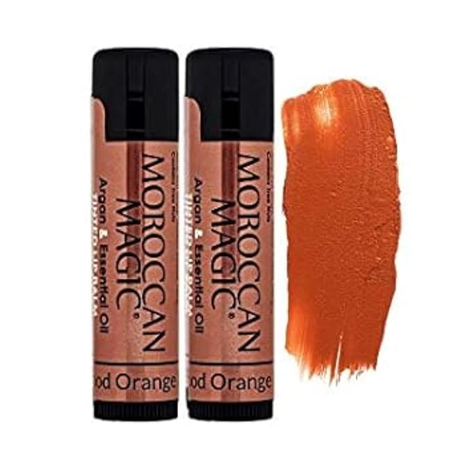 Moroccan Magic Blood Orange Red Tinted Lip Balm | Made with Natural Cold Pressed Argan and Essential Oils | Lip Balm | Smooth Application | Non-Toxic, Cruelty Free | 2 Pack-VivaGrace Women