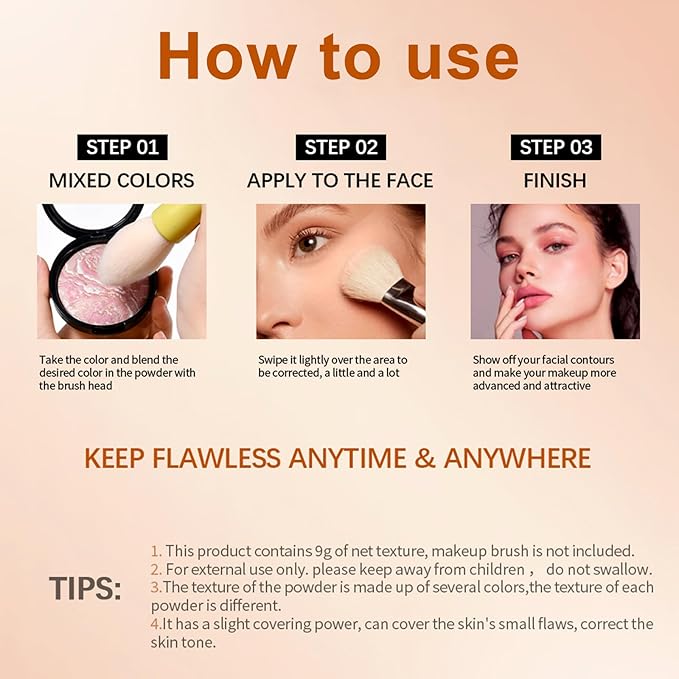 Baked Powder Foundation Makeup, Brighten Color Correcting Foundation Make up, Foundation for Mature Skin, Face Powder for Women, Full Coverage, Natural Finish & Easy to Use #02-VivaGrace Women