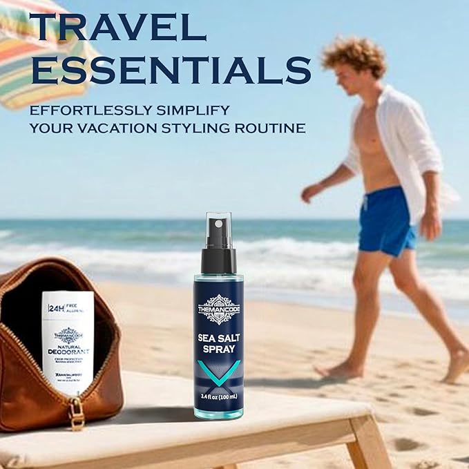 Sea Salt Spray for Men, Travel Essentials, Beach Vacation Essentials, Travel Size Beachy Hair Texturizing Hairspray, Surf Spray Adds Instant Volume, Men Gift Ideas, 3.38 fl oz-VivaGrace Women