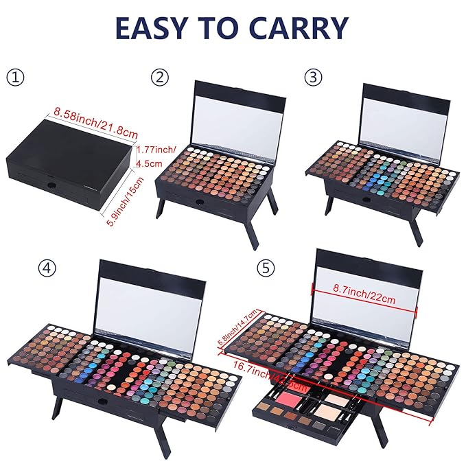 Makeup Gift Sets For Women - 190 Colors Makeup Palette Include Eyeshadow, Blushes, Eyebrow Powder,Eye Pencil,Mirror+20Pcs Makeup Brushes+Eyeshadow Primer+2Pcs Sponge Puff Make Up Set (Makeup Set A)-VivaGrace Women