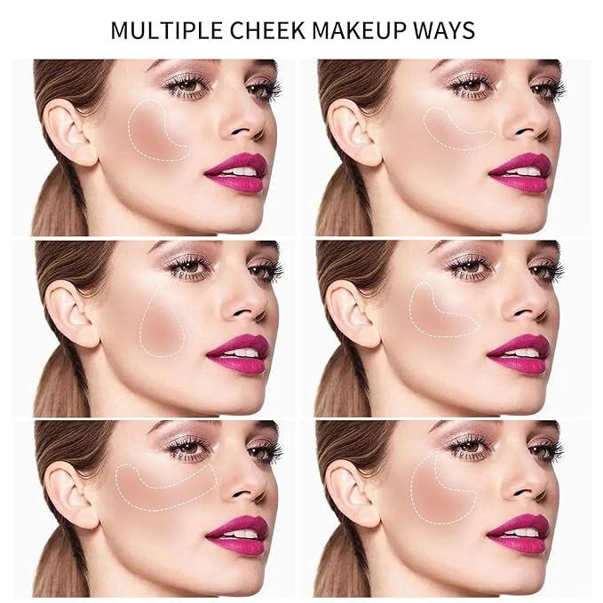 Boobeen Powder Blush Matte Blush, Highly Pigmented Beauty Cream Blush Palette for Create A Natural Cheek Flushed Look, Rich Colors (C-07)-VivaGrace Women