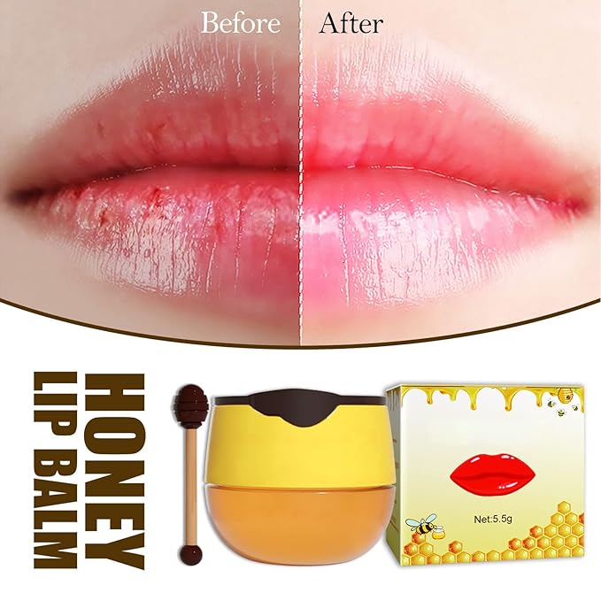 Lip Sleeping , 2PCS Lip Balm Honey Pot, Propolis Moisturizing Honey Lip Lip Balm, Hydrating & Prevention Dry and Cracked Lip Scrubs Exfoliator-VivaGrace Women