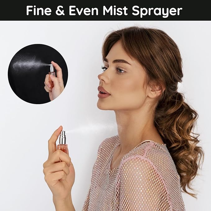 Segbeauty Portable Mini Perfume Atomizer Bottle, 5pcs Empty Refillable Cologne Spray Bottles, 10ML Small Travel Glass Perfume Bottle Fine Mist Sprayer Scent Pump Case for Cologne Fragrance-VivaGrace Women