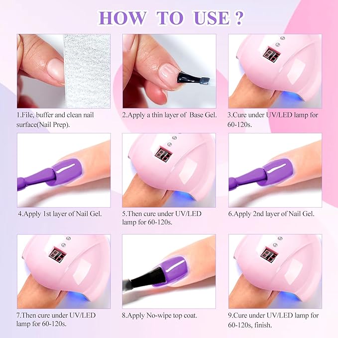 MEET ACROSS 12pcs Gel Nail Polish Set,Soak Off UV LED Lamp Gel Nail Polish Kit,Fashion Shimmer Nail Art Design Gifts for Women Manicure Salon (candy color)
