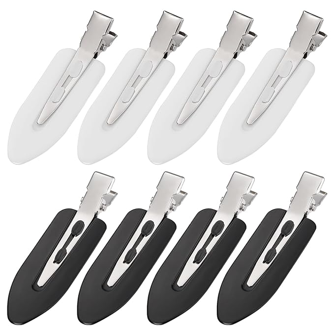 8Pcs No Bend No Crease Hair Clips - Styling Duck Bill Clips Alligator Hair Barrettes for Styling Sectioning Small Gifts for Women Girl Salon Hairstyle Hairdressing Bangs Waves, Black & White-VivaGrace Women