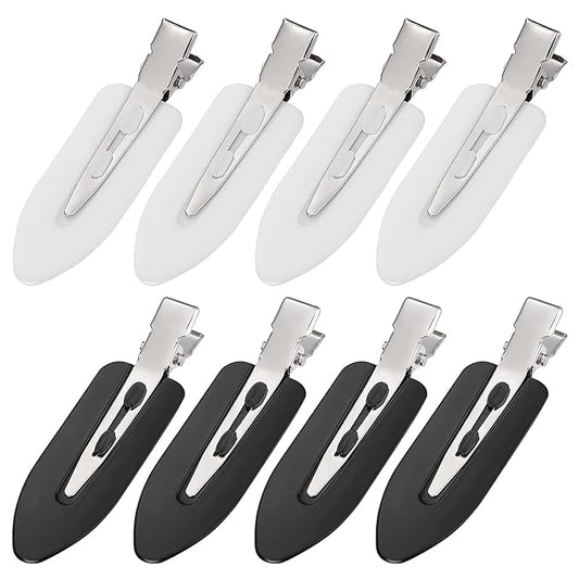 8Pcs No Bend No Crease Hair Clips - Styling Duck Bill Clips Alligator Hair Barrettes for Styling Sectioning Small Gifts for Women Girl Salon Hairstyle Hairdressing Bangs Waves, Black & White-VivaGrace Women